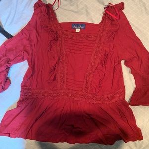 Red embroidered top